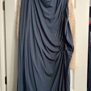 Draped Maxi Skirt in Slate Blue